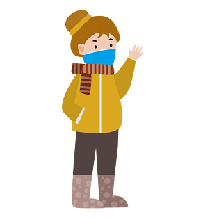 简约疫情戴口罩外出小女孩