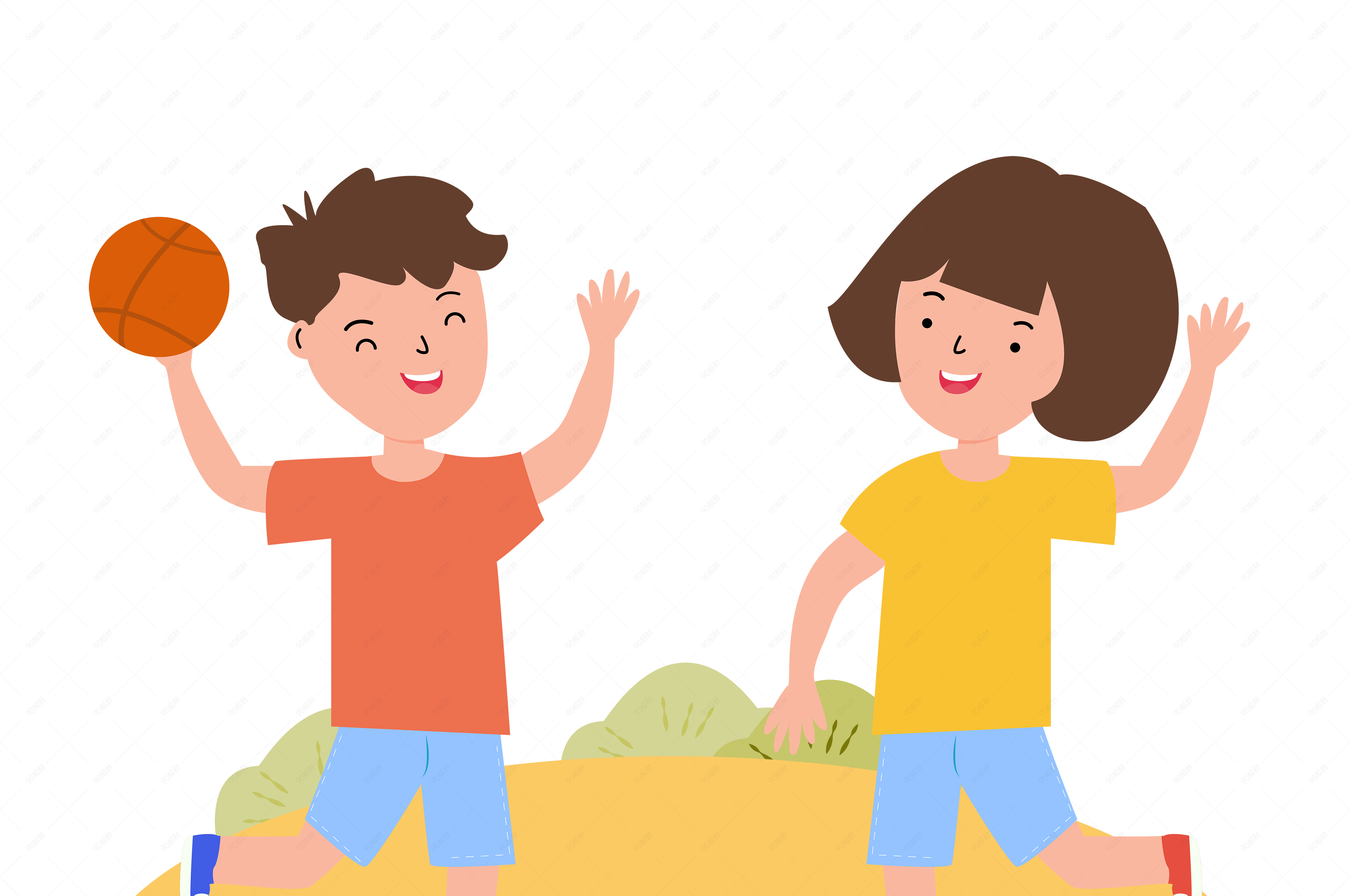 儿童开心玩球场景元素设计