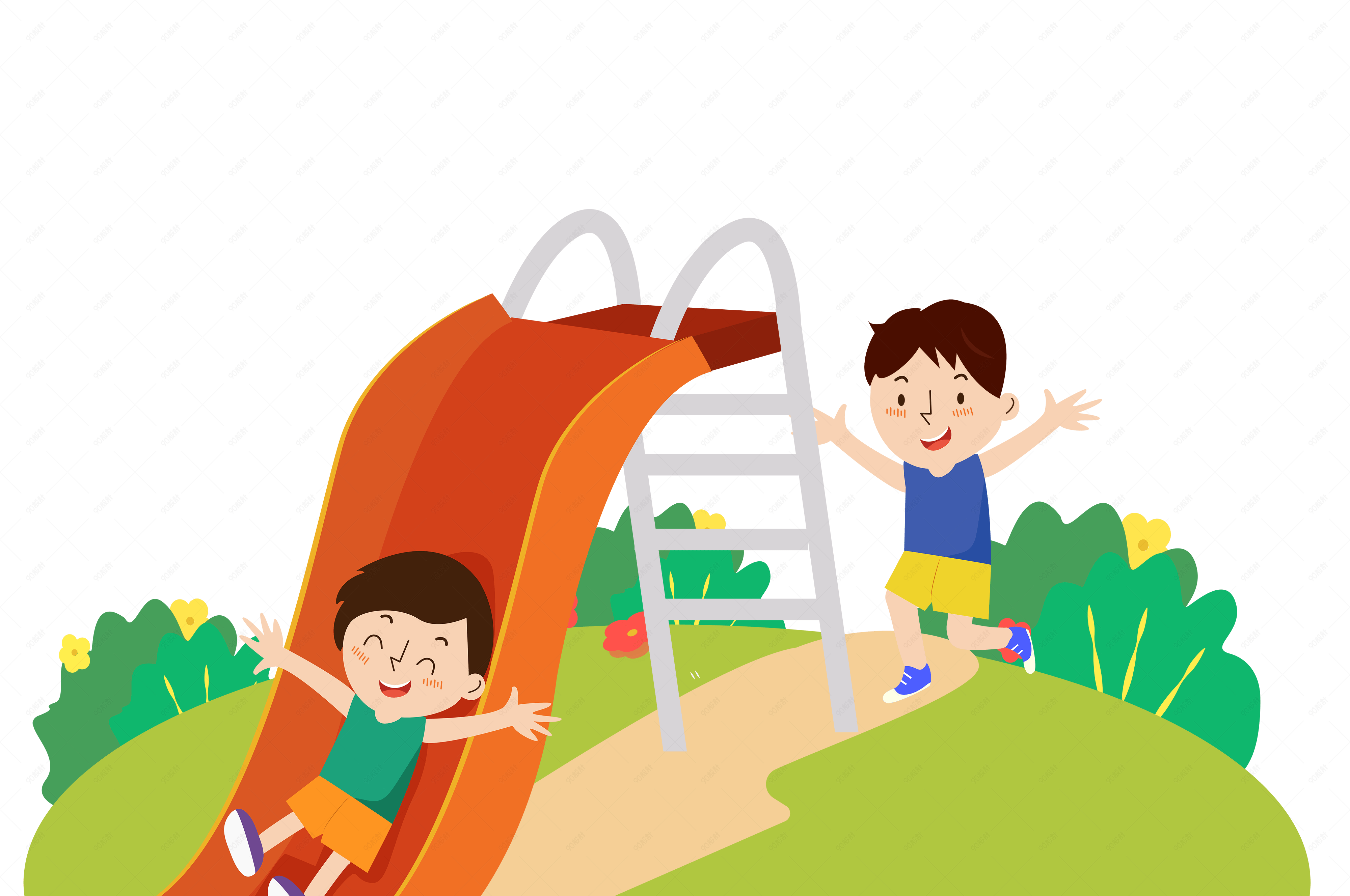 儿童玩滑梯场景元素设计