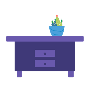 手绘桌子花盆元素设计