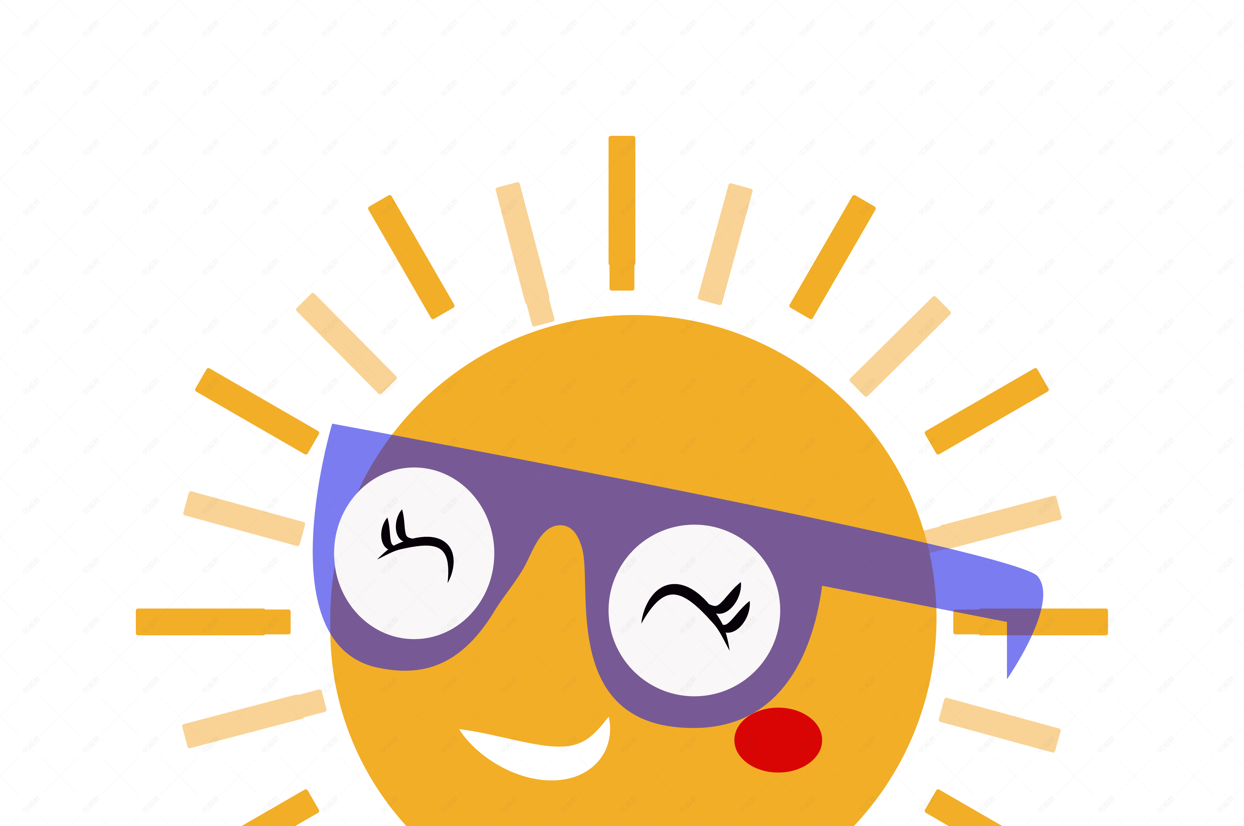 手绘小暑戴眼镜的拟人化太阳元素设计【免抠元素png】-90设计网