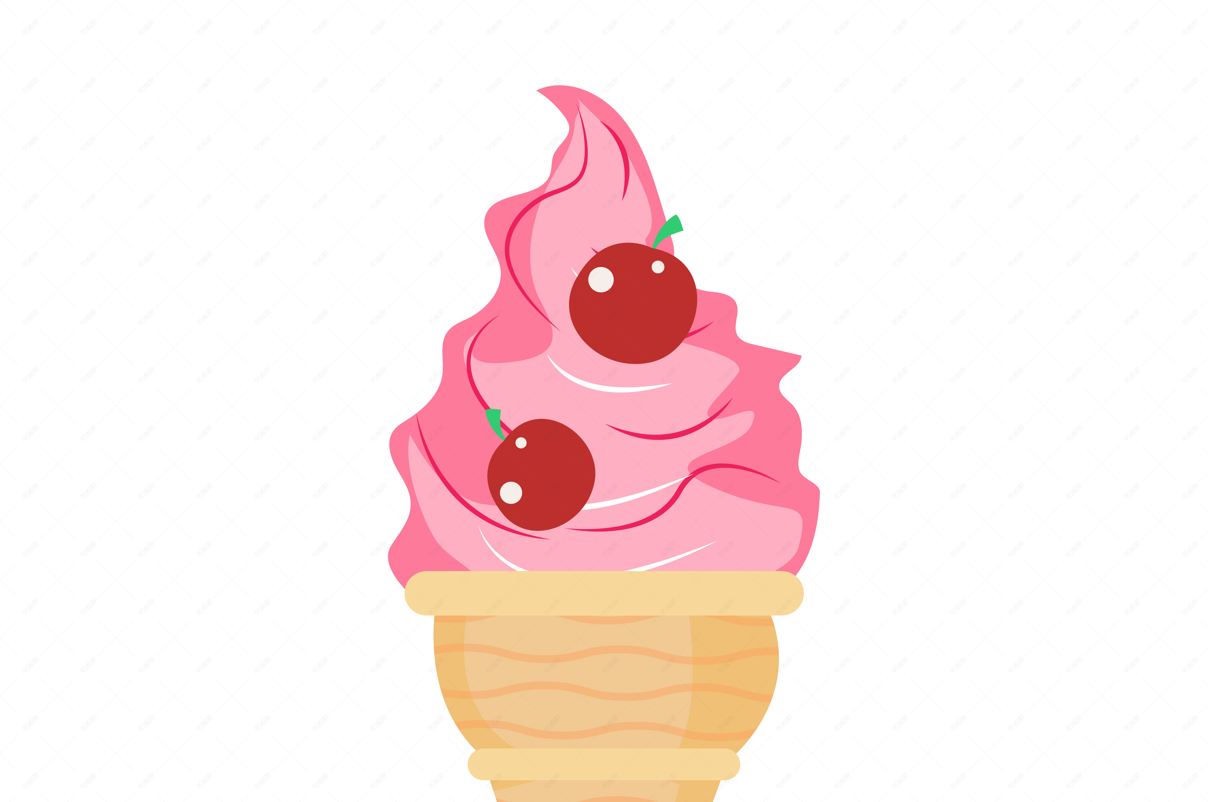 手绘小暑粉色冰淇淋元素设计