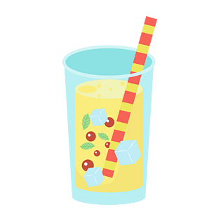 手绘大暑绿茶红豆冰块饮料元素设计pngpsd2000*2000卡通油画手绘风