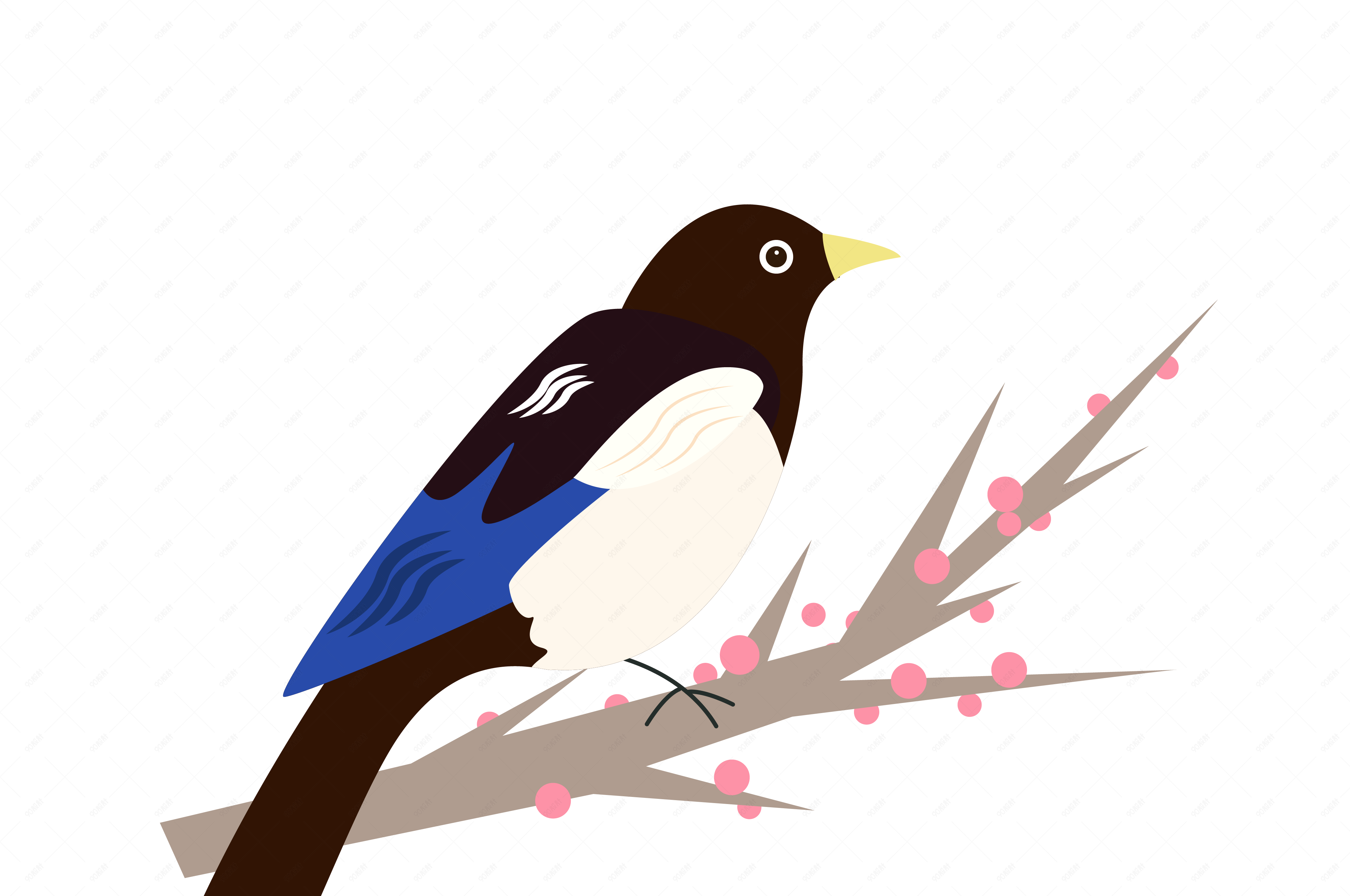 手绘七夕喜鹊元素设计