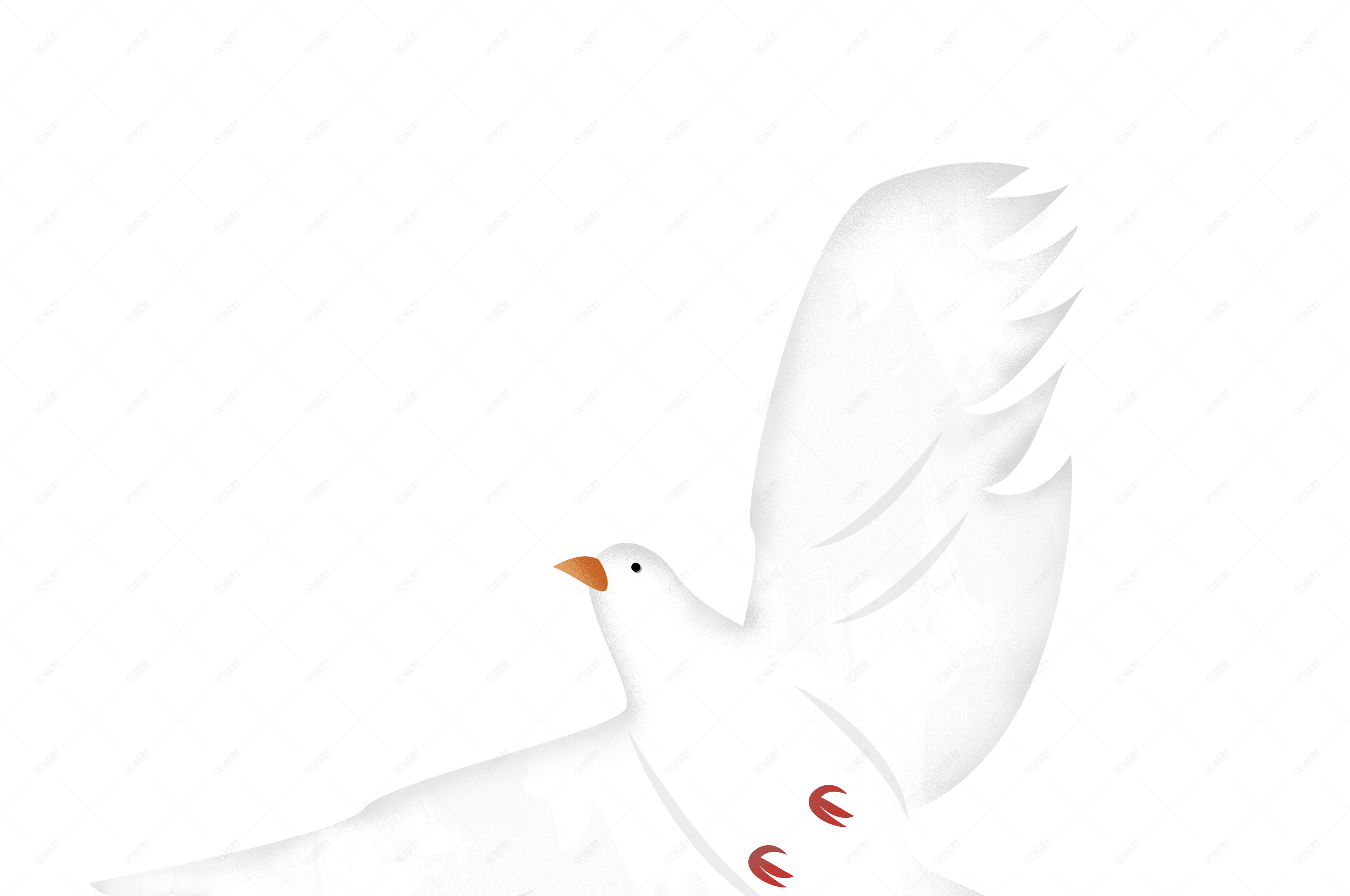 手绘国庆白色和平鸽元素设计
