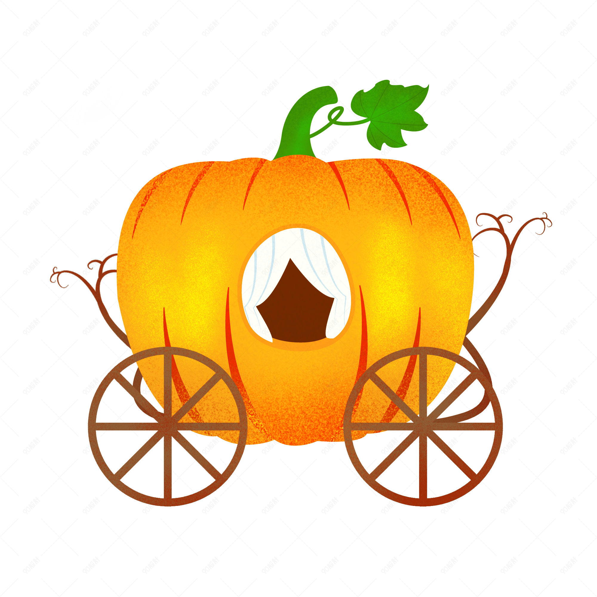 万圣节手绘南瓜车创意元素设计