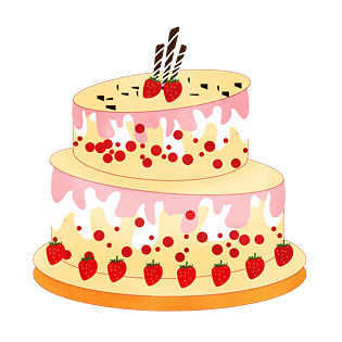 手绘草莓蛋糕元素设计pngpsd2000*2000卡通草莓蛋糕手绘素材pngpsd