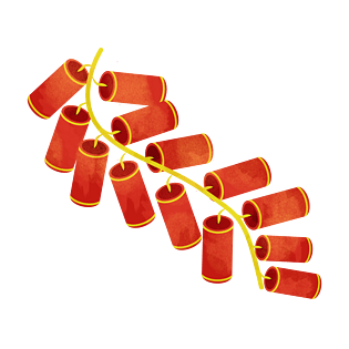 手绘春节红色炮竹元素设计
