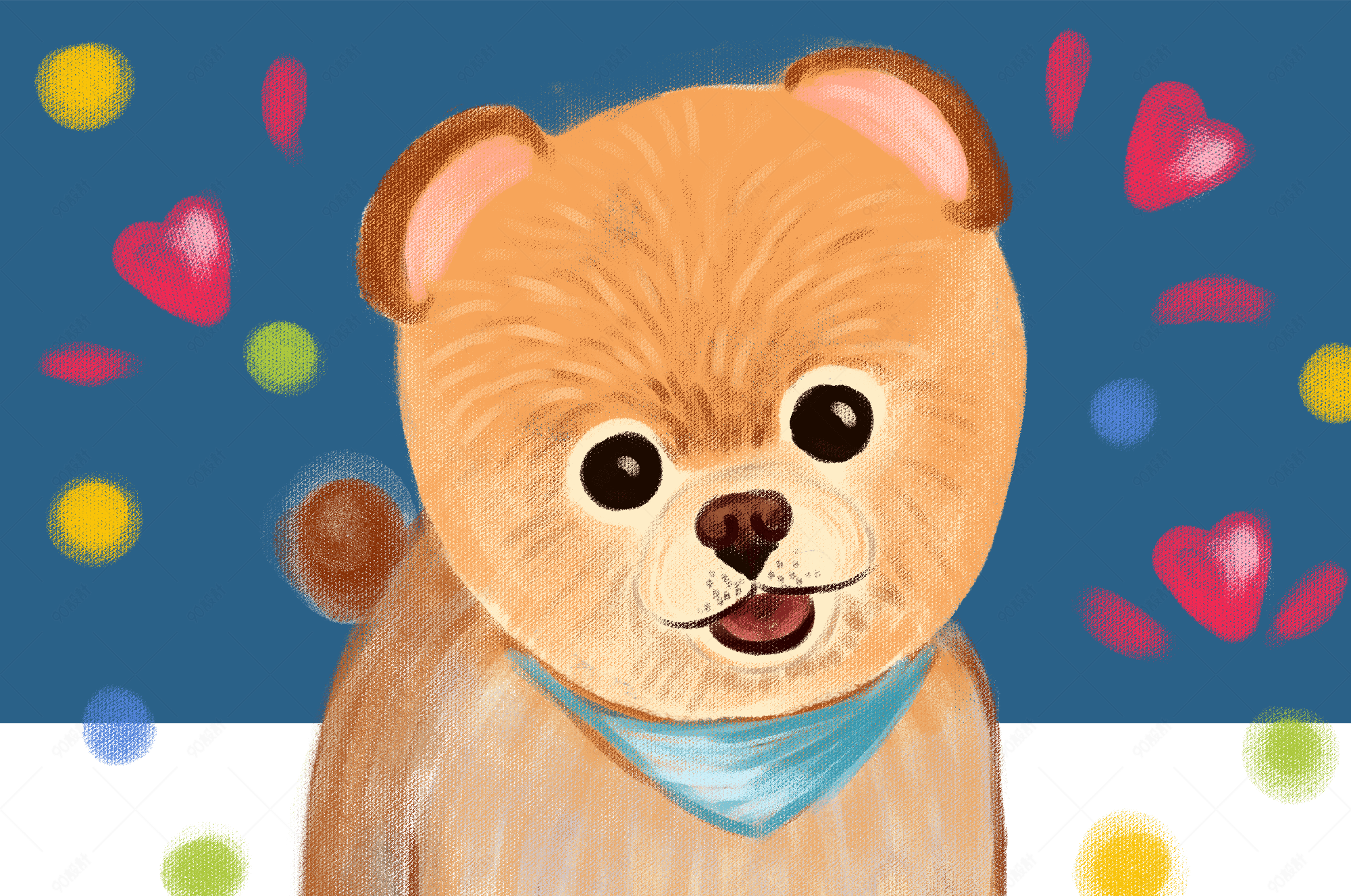 粉笔效果手绘卡通狗狗宠物萌宠