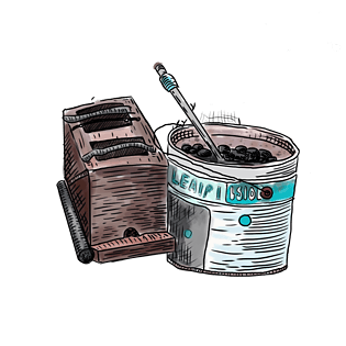 手风箱煤桶版画画风装饰素材复古怀旧