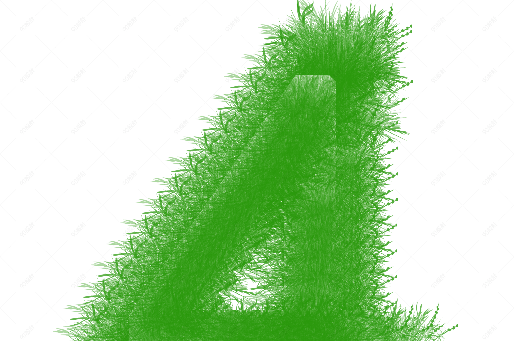 绿色草地创意字体数字4