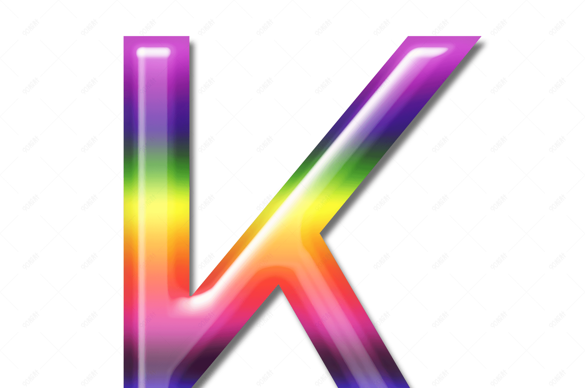 立体炫彩字母彩虹字体k