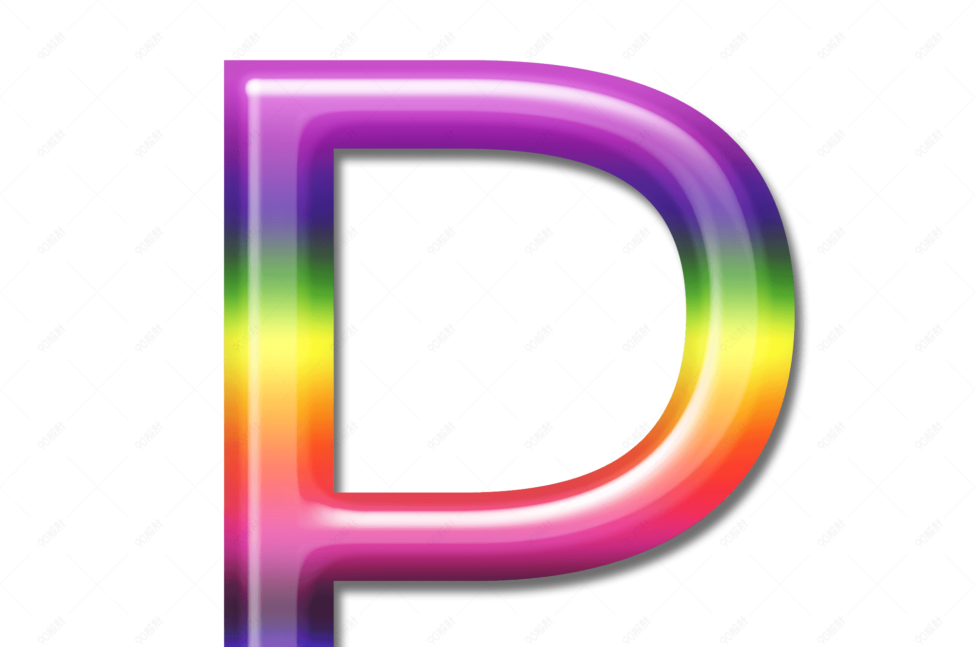 立体炫彩字母彩虹字体p