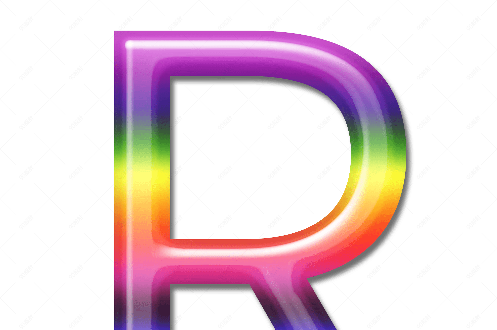 立体炫彩字母彩虹字体r