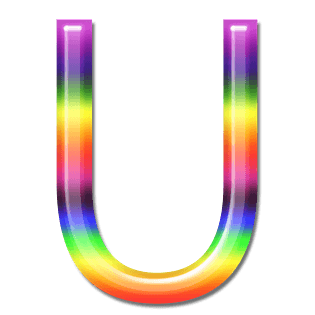立体炫彩字母彩虹字体u