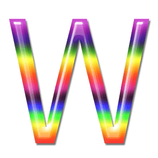 立体炫彩字母彩虹字体w