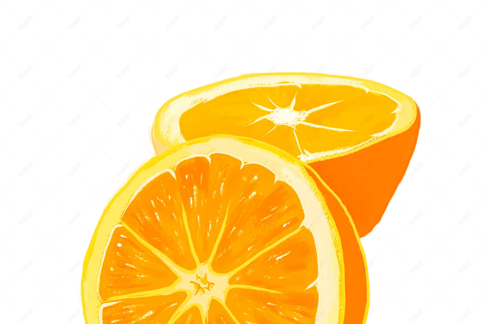 橙子橙色插画水果美食