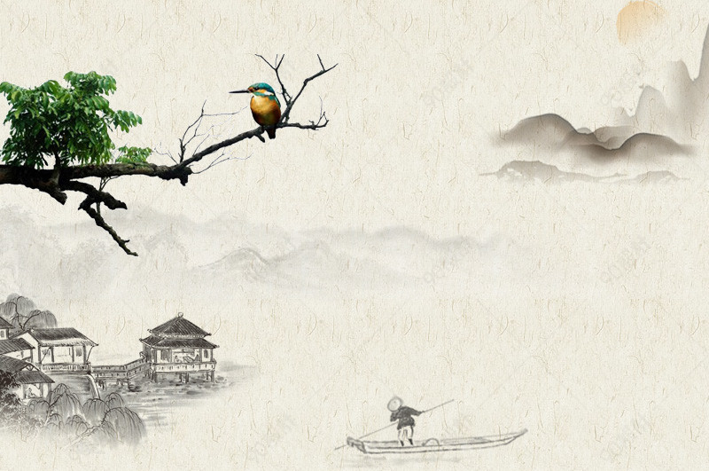 创意简约中国风唯美古风背景图直通车图