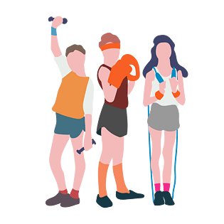 朋友们一起运动锻炼身体