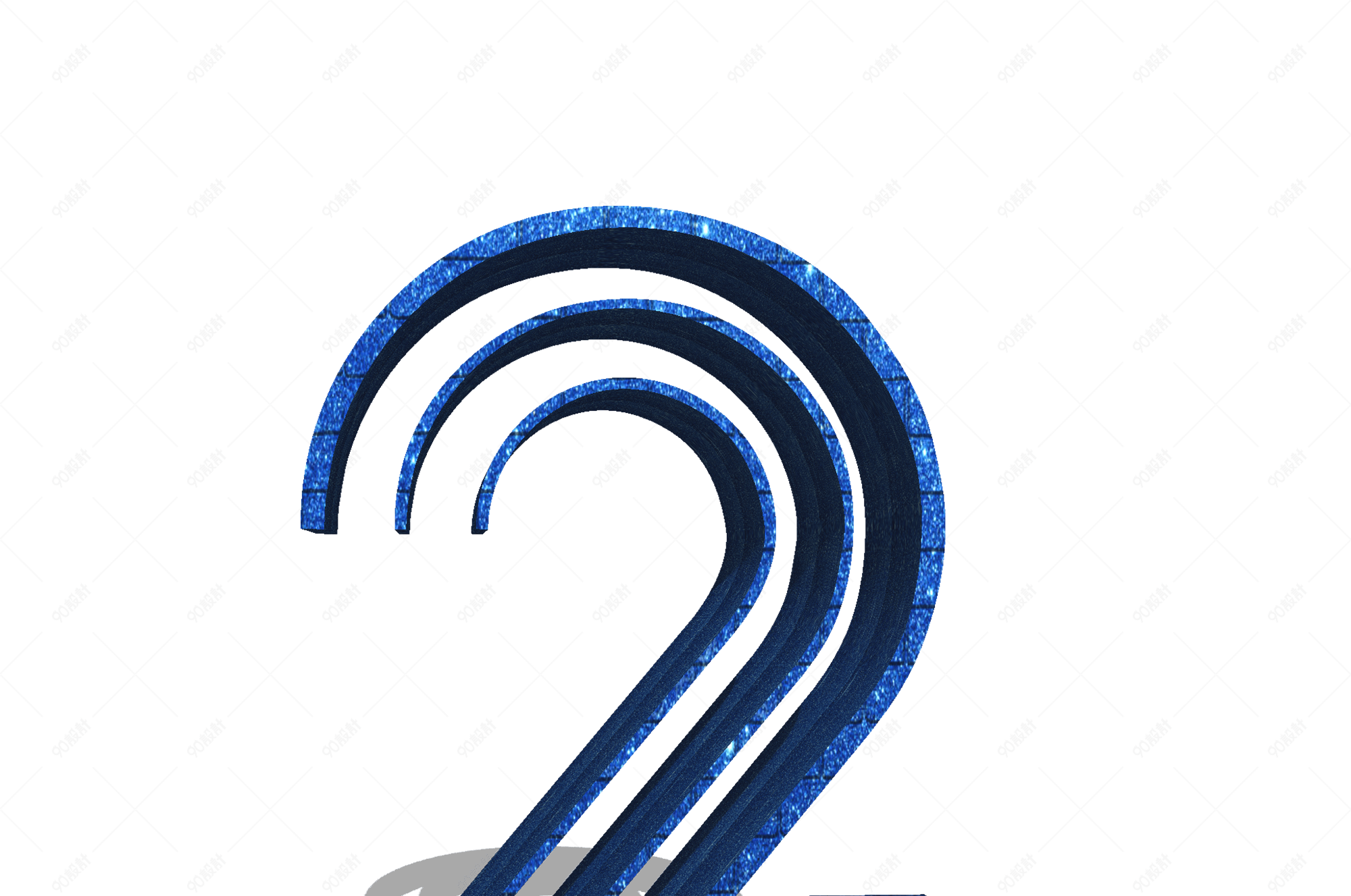 3d立体蓝色阿拉伯数字2