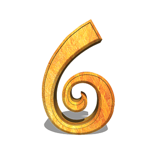 3d立体木质阿拉伯数字6