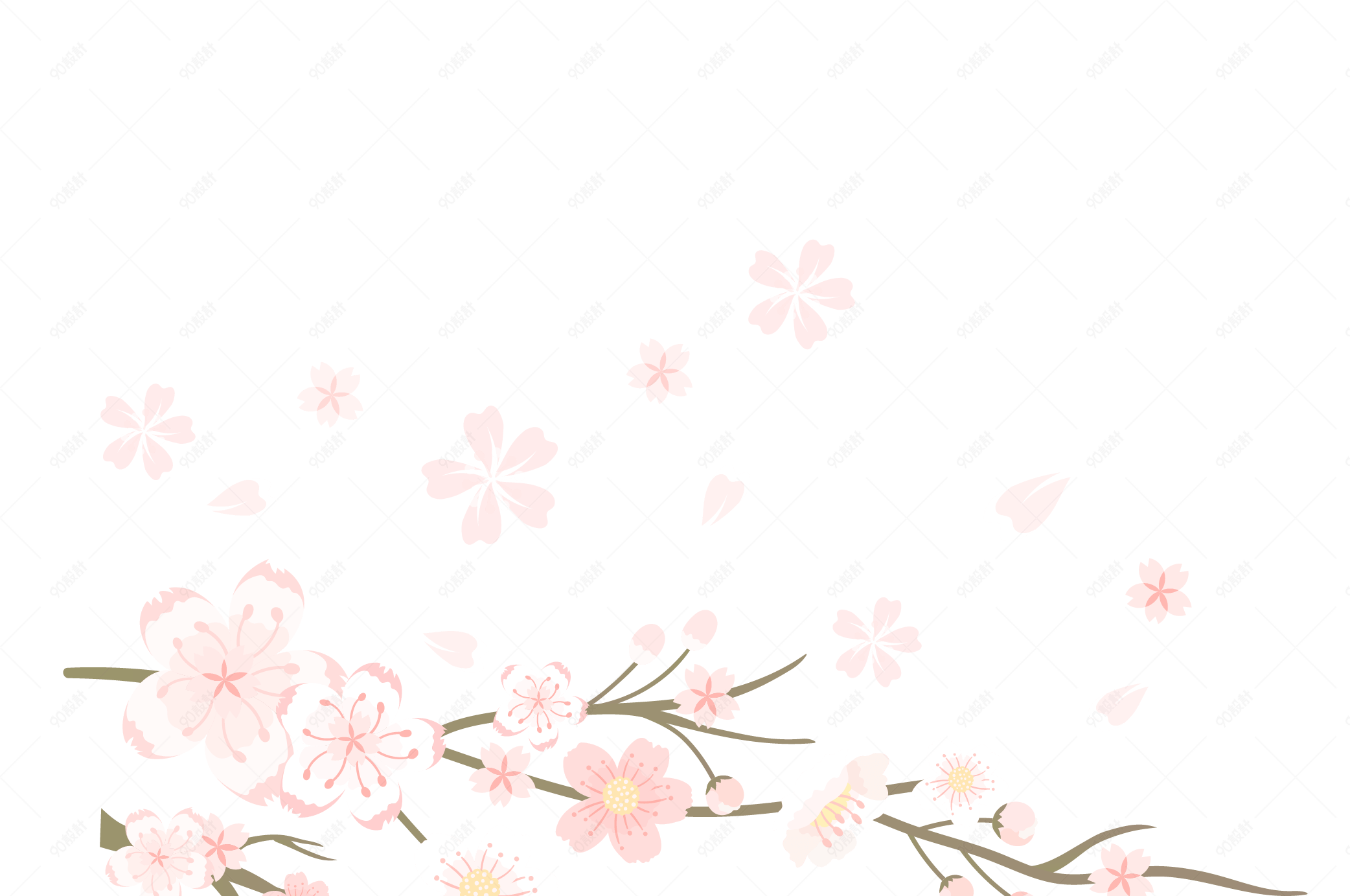 日式小清新樱花素材免扣