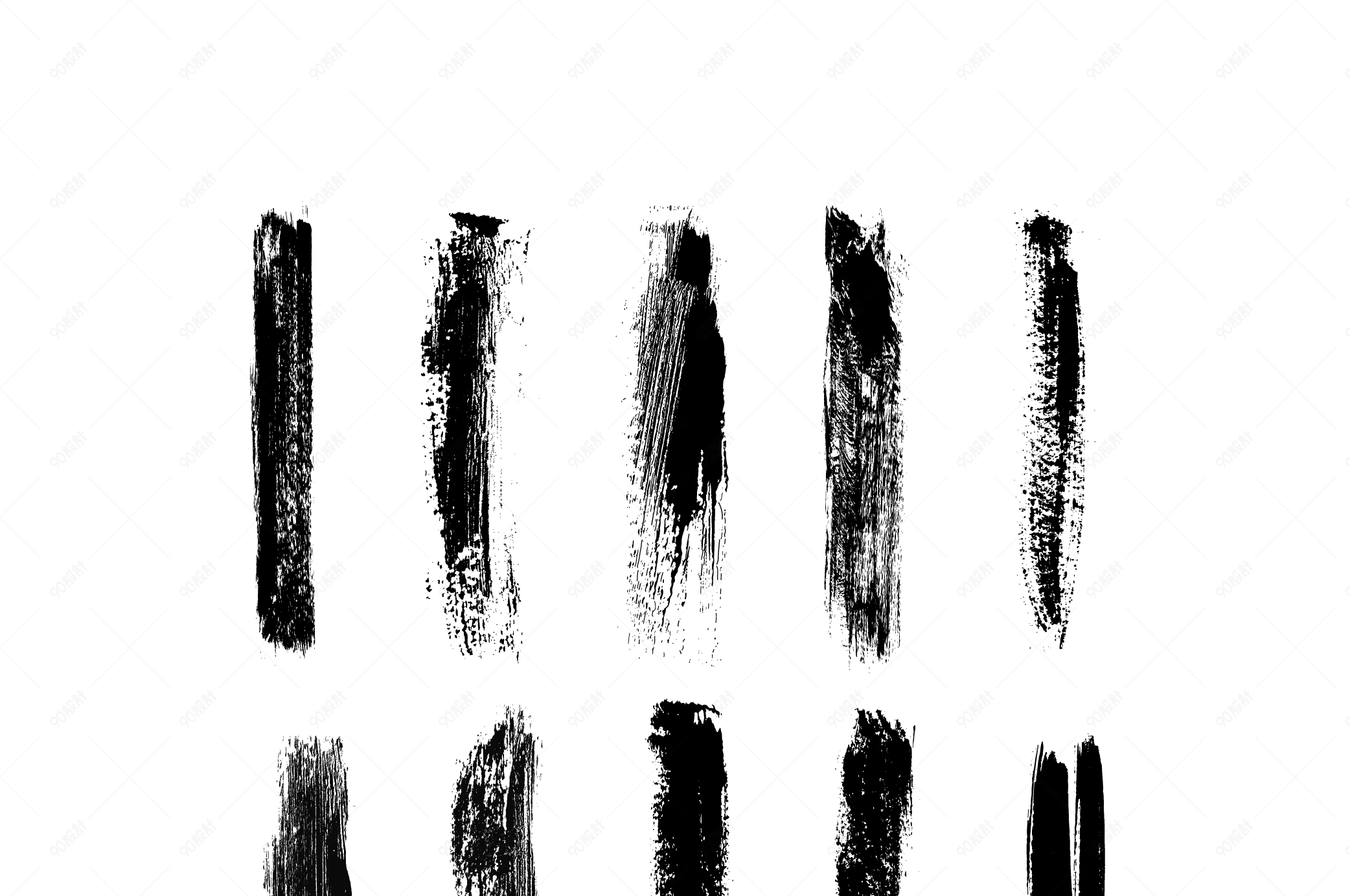 黑色毛笔字中国风笔刷素材合集【免抠元素psd】-90设计网