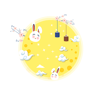 中秋节月亮云朵节日装饰素材