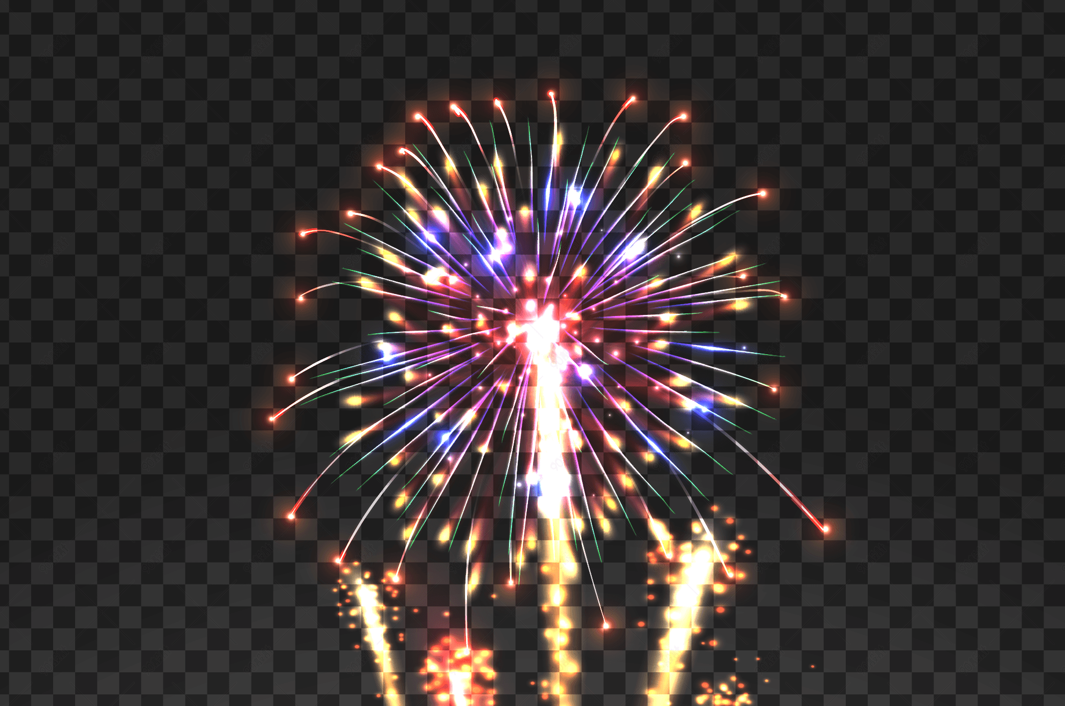 节日绽放烟花素材免抠