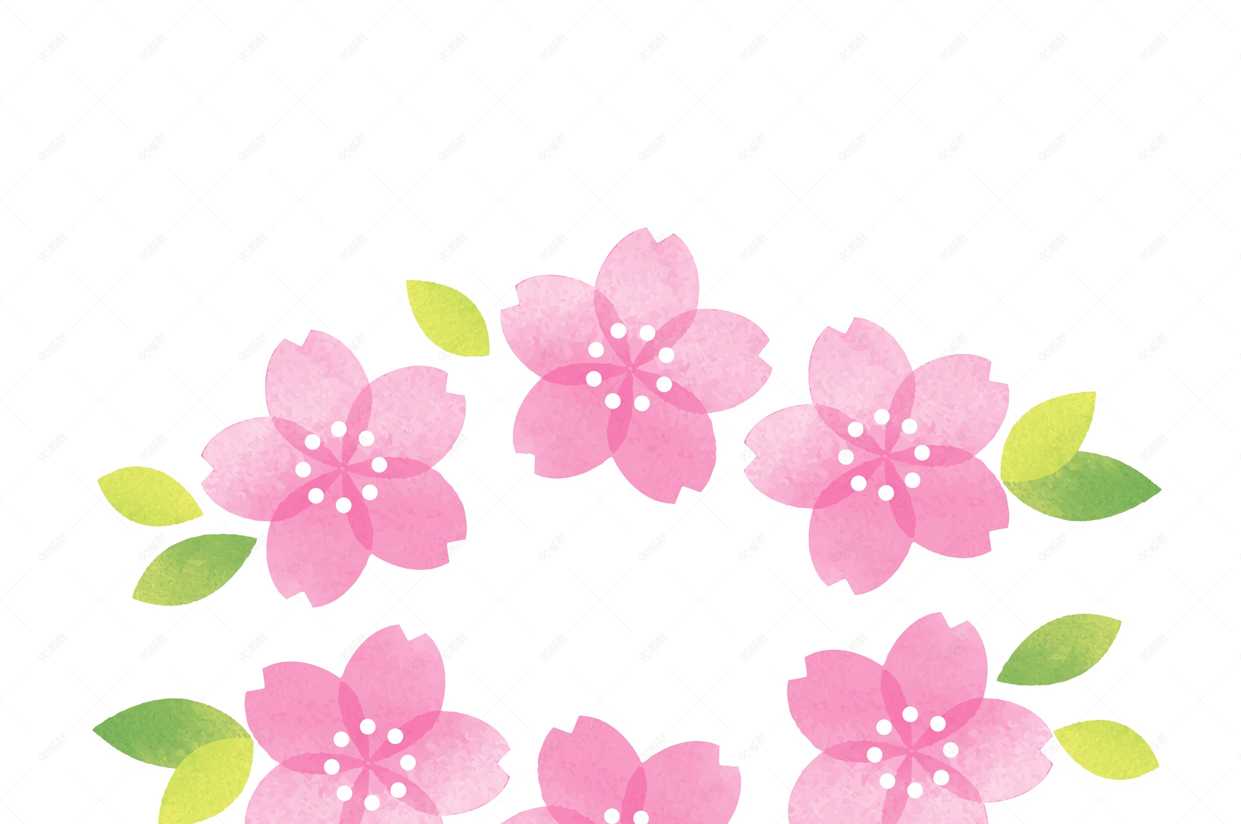 春天小清新插画卡通桃花素材