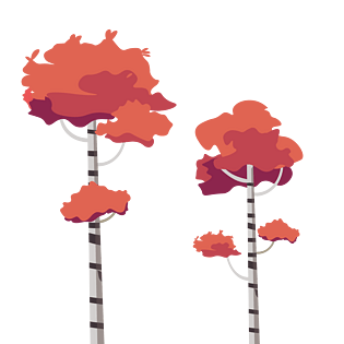 扁平手绘秋天立秋的桦树