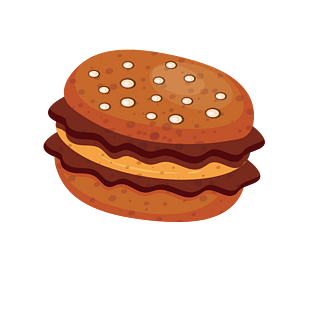 矢量扁平手绘双层巨无霸汉堡包素材