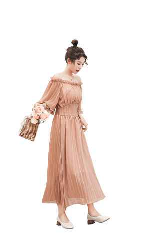 秋装淑女荷叶边连衣裙女美丽时尚女模特女生pngpsd2000*2000秋装蓝色