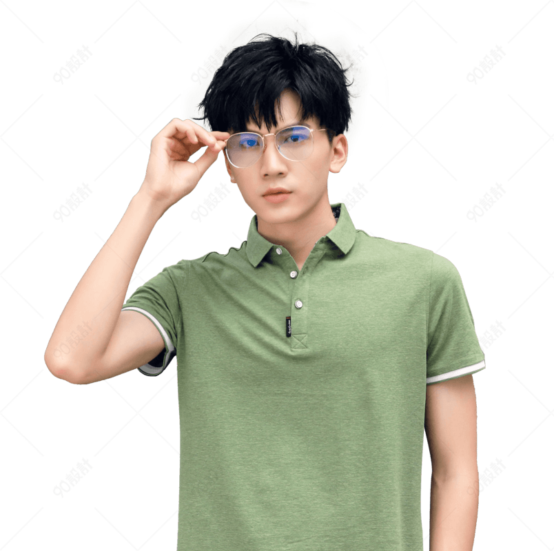夏装绿色polo衫男帅气时尚男模特男生