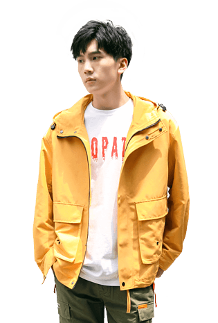 秋装黄色运动夹克男帅气时尚男模特男生