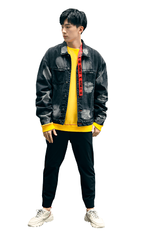 秋装深色牛仔外套男帅气时尚男模特男生