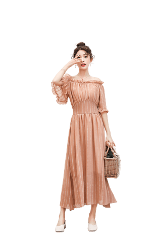 秋装淑女荷叶边连衣裙女美丽时尚女模特女生