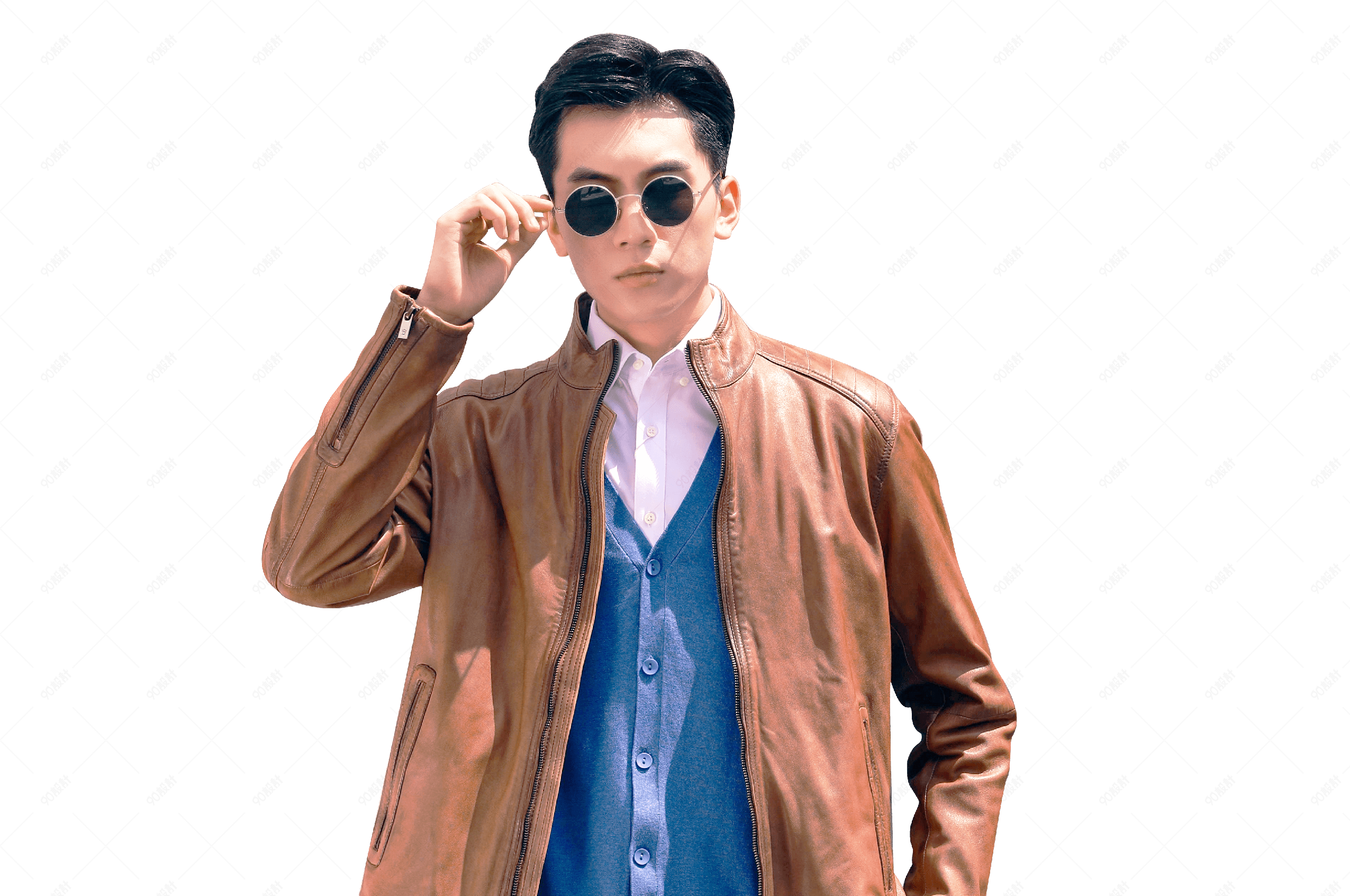 复古风夹克男帅气时尚男模特男生【免抠元素png】-90设计网