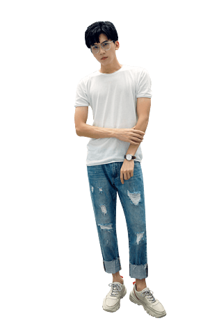 夏装白色短袖男帅气时尚男模特男生