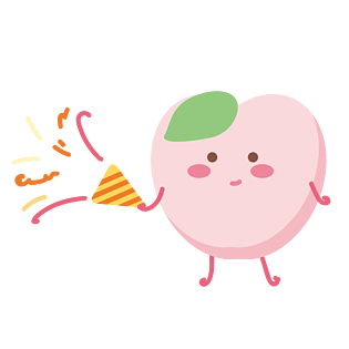 夏日清新手绘可爱卡通放礼花桃子