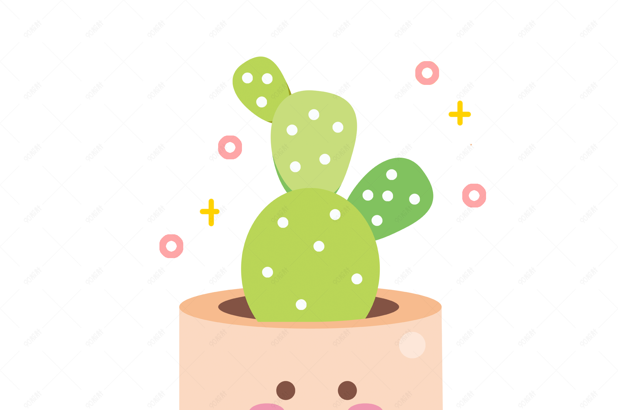 立夏夏日手绘仙人掌植物小清新插画盆栽