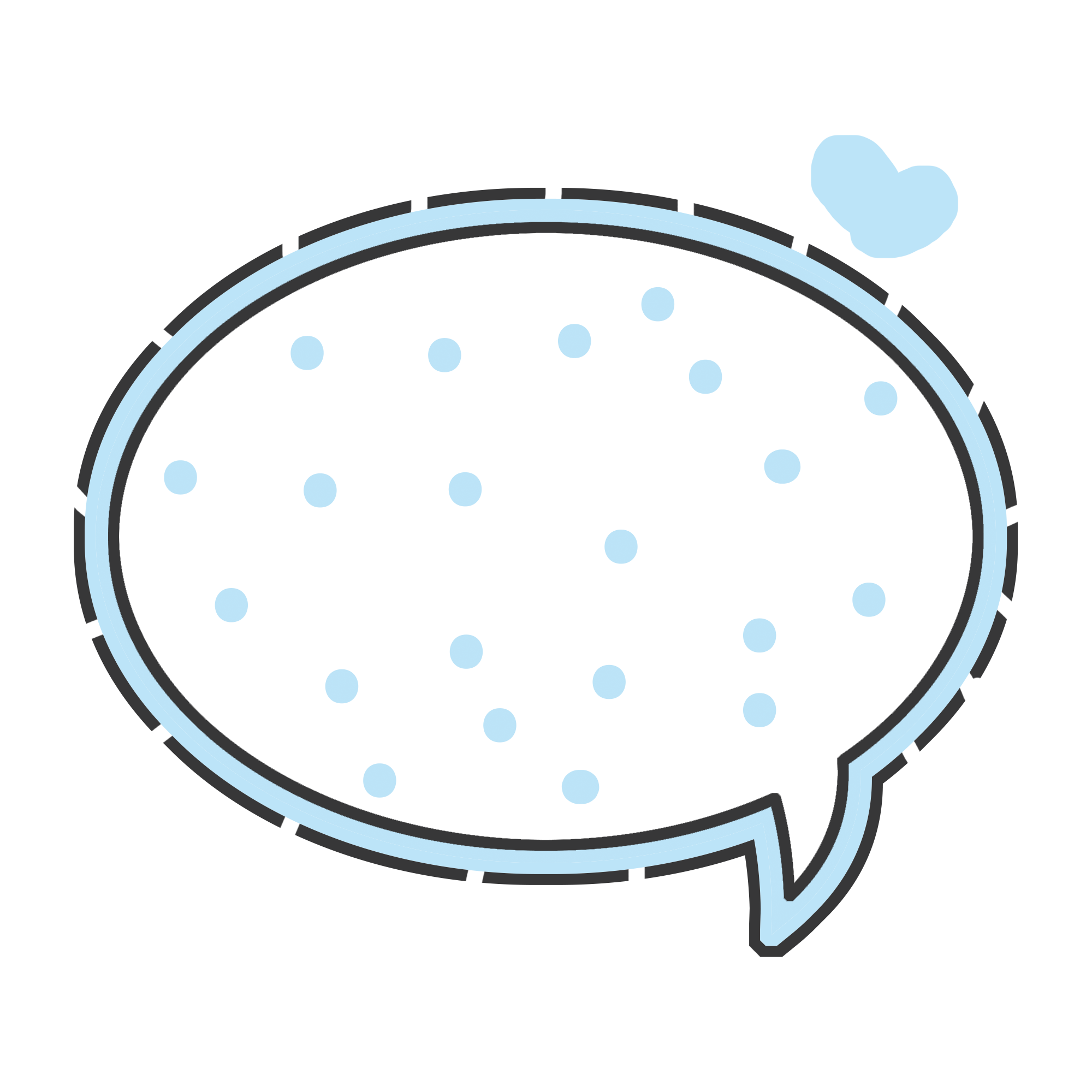 蓝色可爱手绘波点爱心气泡对话框