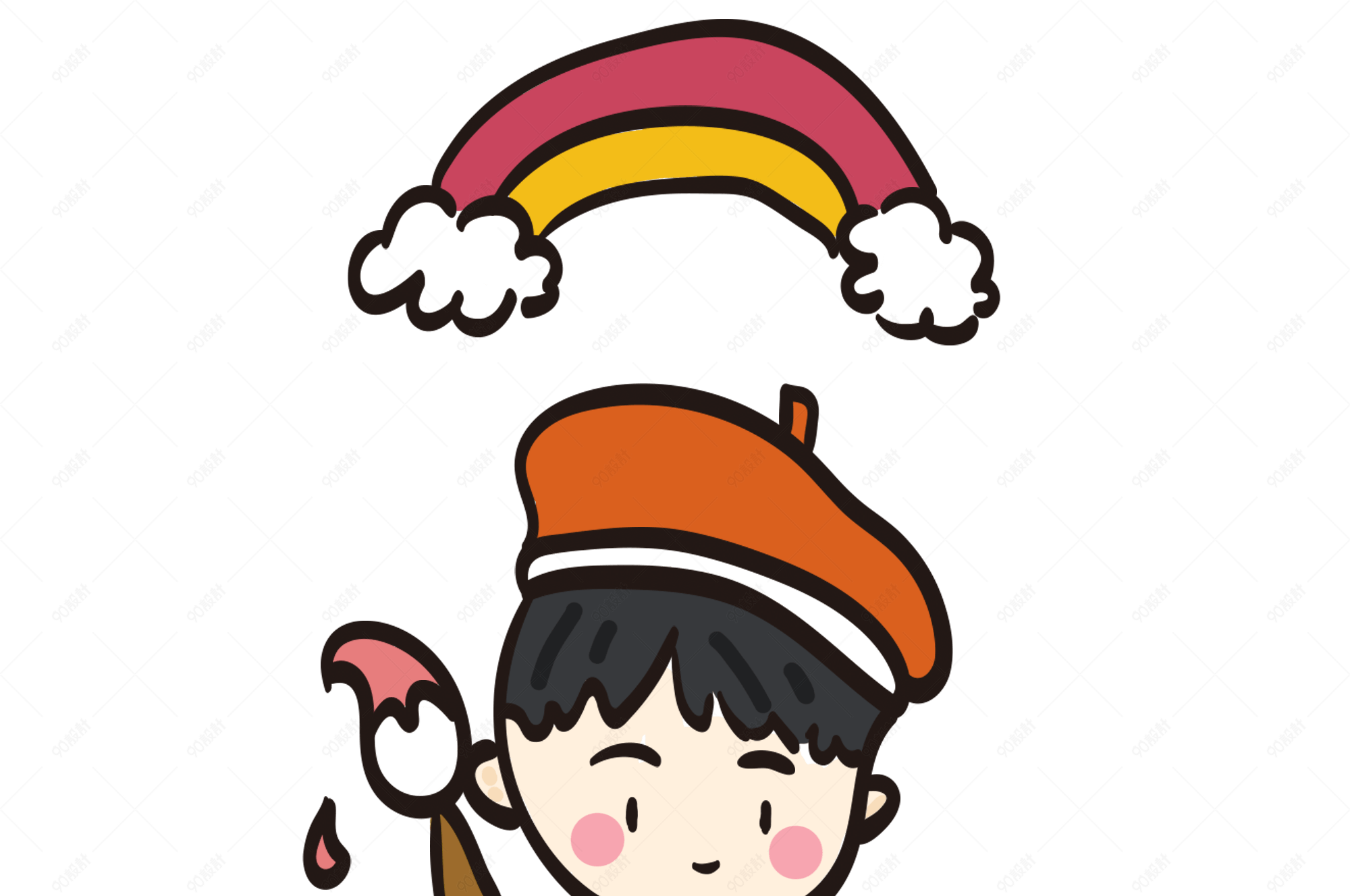 儿童节卡通手绘小男孩小画家