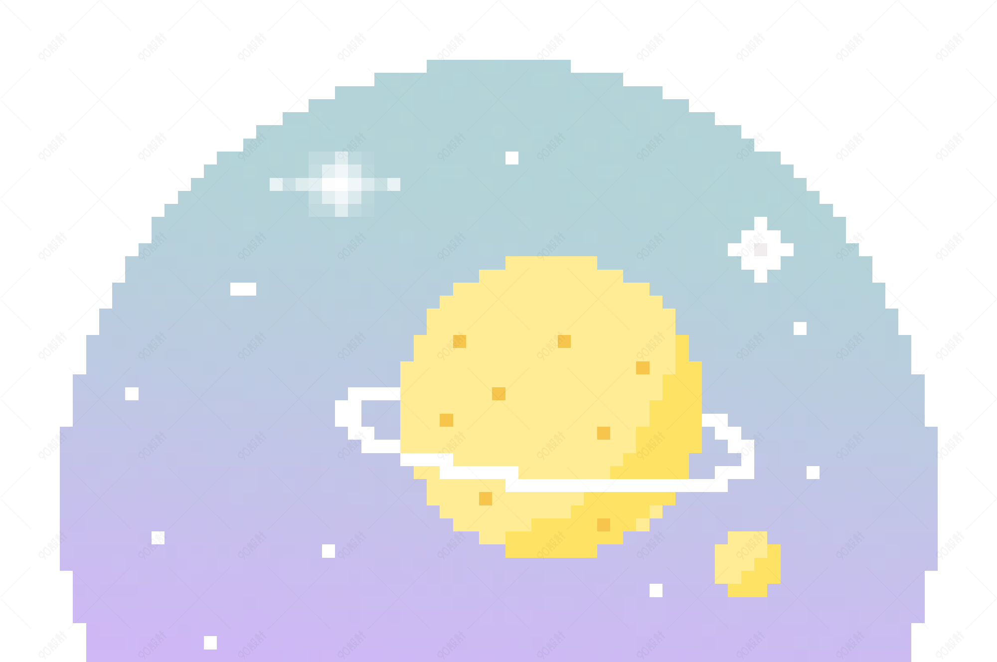 像素风卡通手绘宇宙星球
