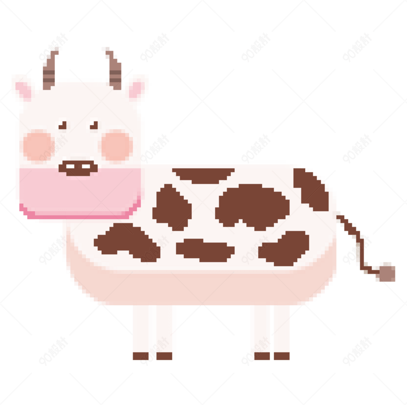 像素风卡通可爱手绘奶牛