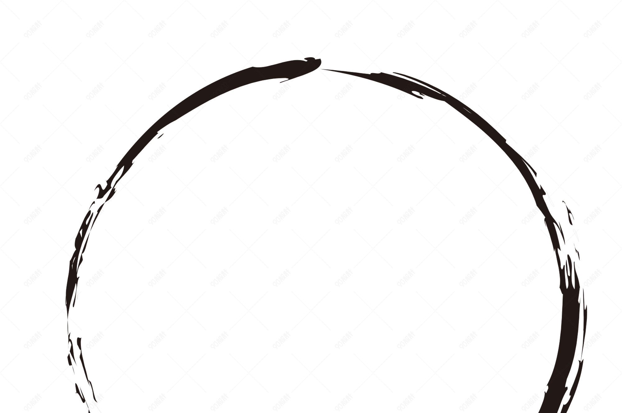 中国风水墨泼墨圆形边框文本框