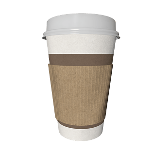 仿真咖啡杯瓦楞纸杯模型免扣元素