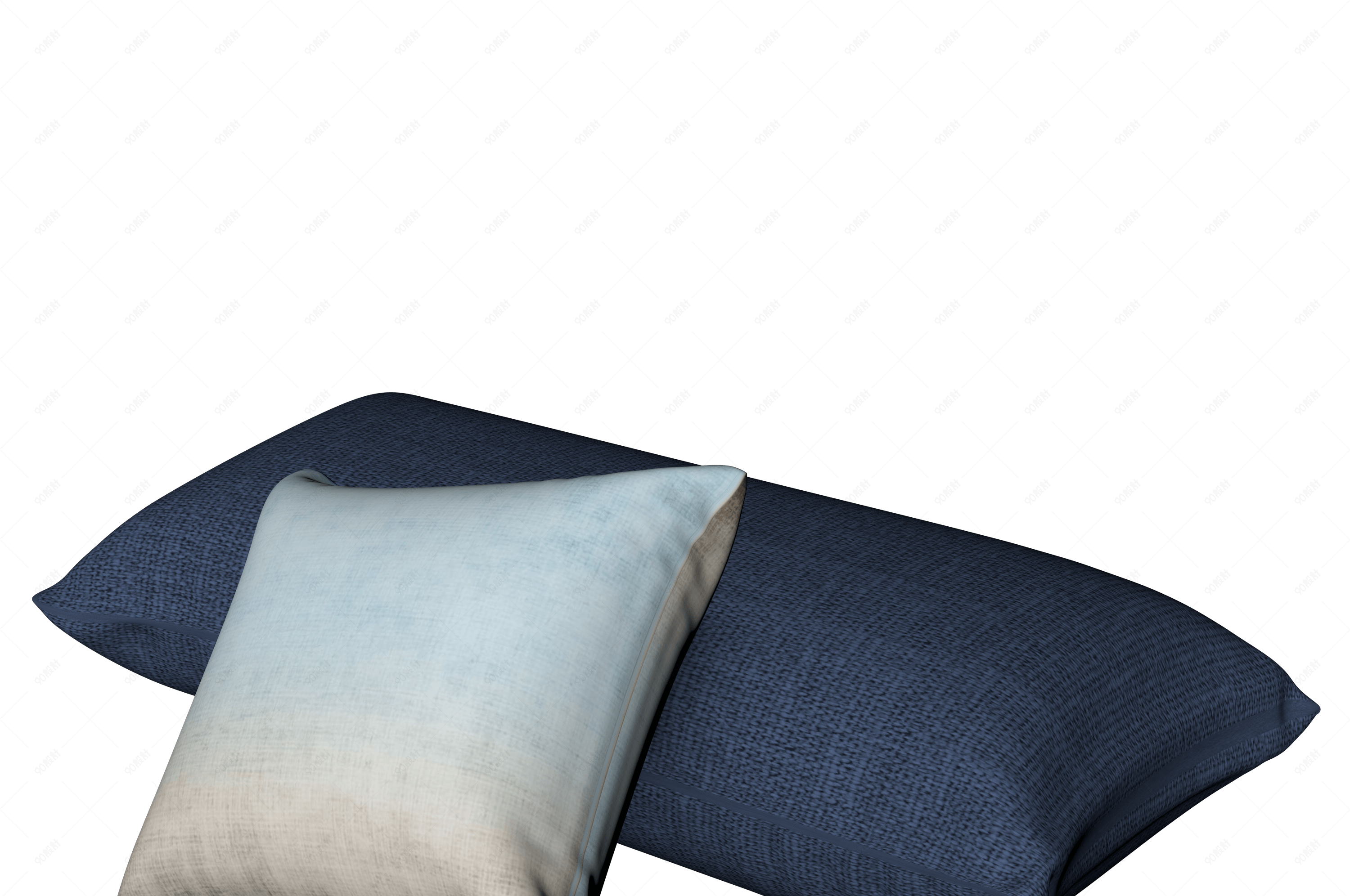 仿真模型蓝色抱枕一对枕头免扣素材