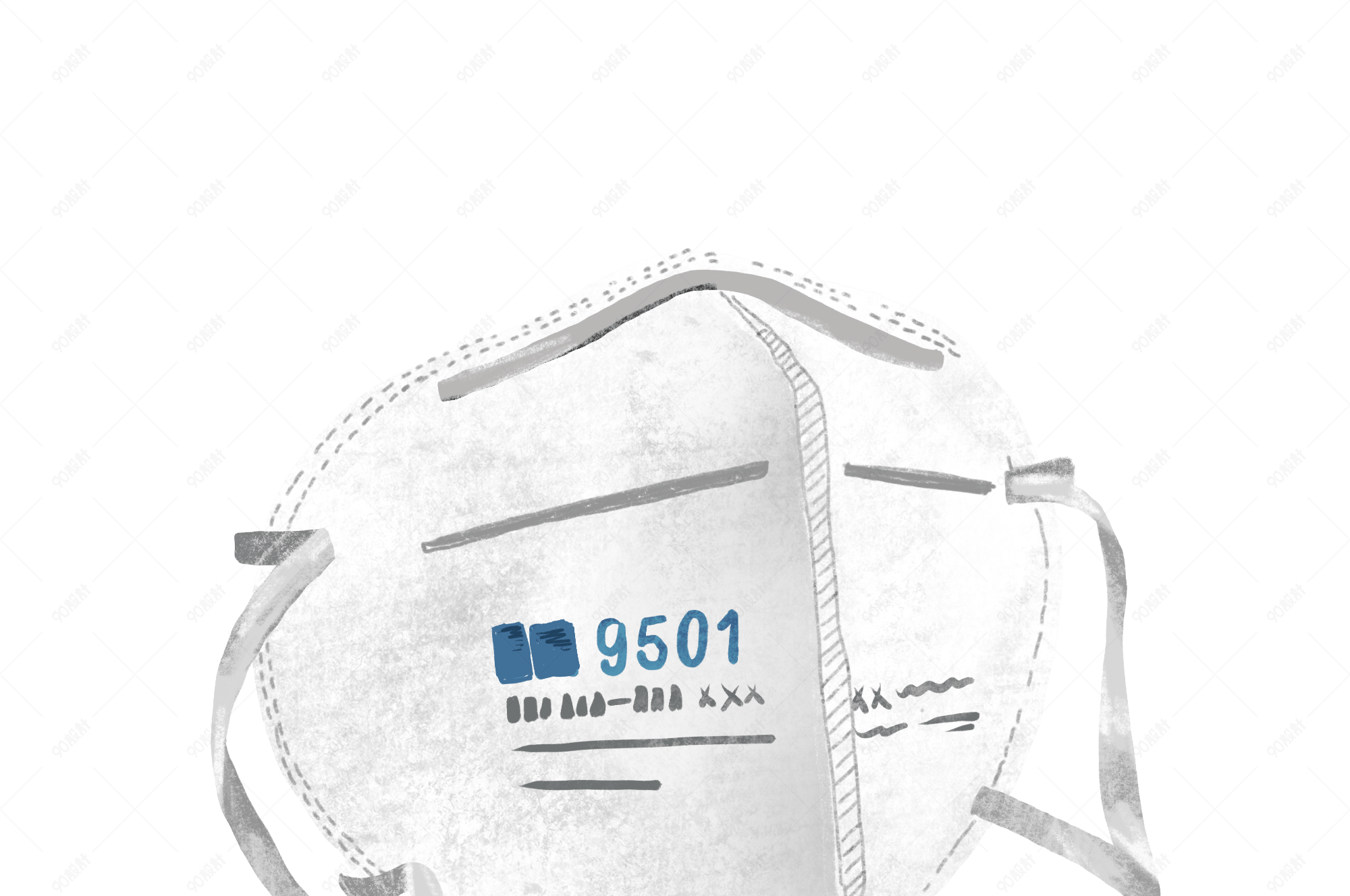 手绘n95口罩防病毒插画