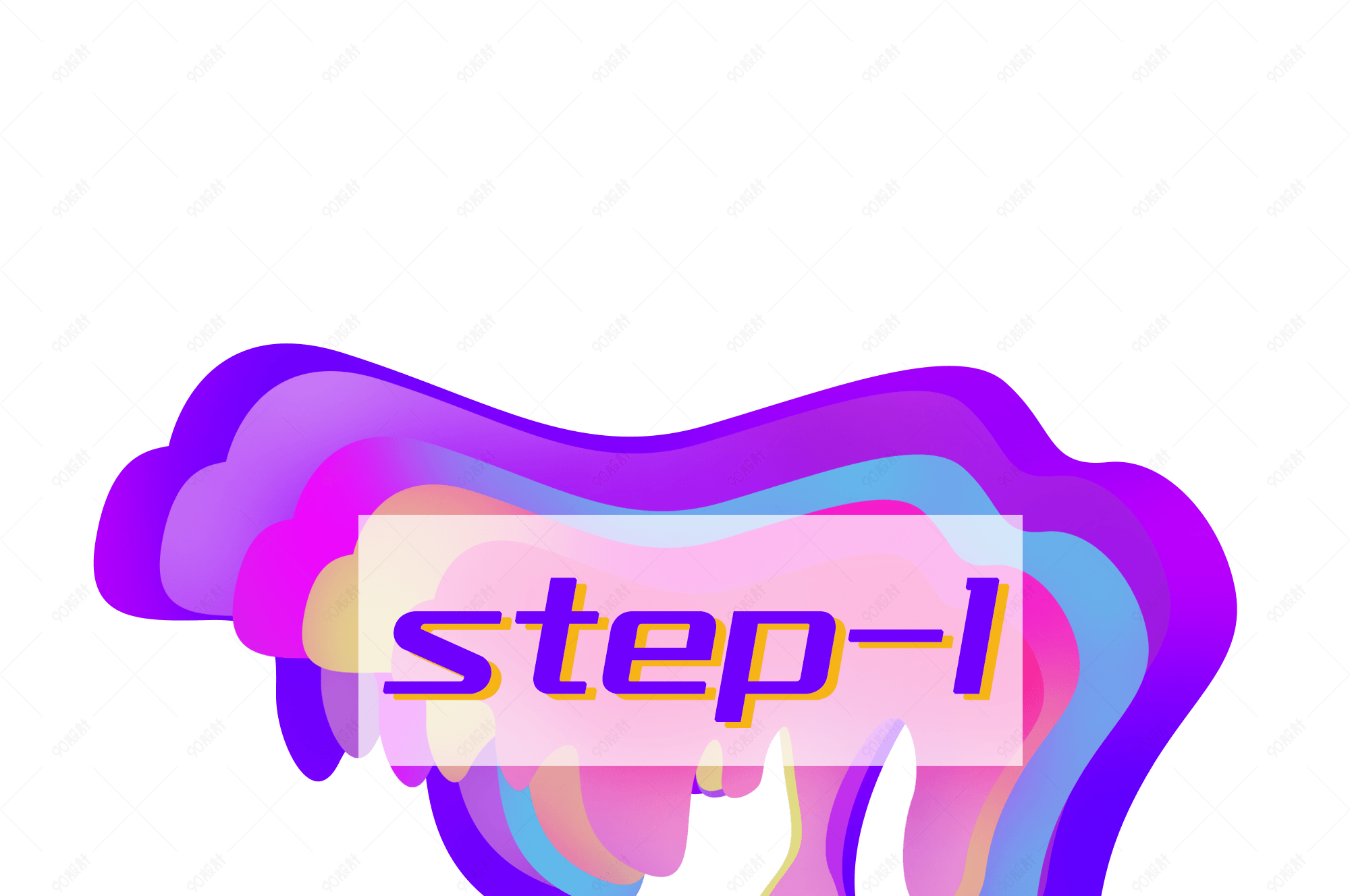 炫彩流体荧光层次标题边框png